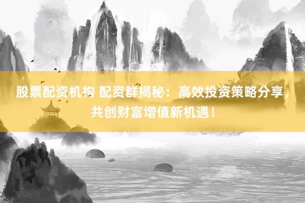股票配资机构 配资群揭秘：高效投资策略分享，共创财富增值新机遇！