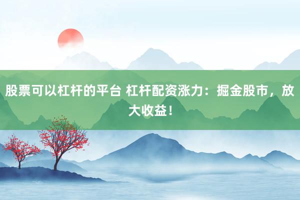 股票可以杠杆的平台 杠杆配资涨力：掘金股市，放大收益！