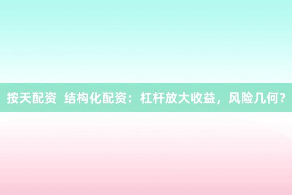 按天配资  结构化配资：杠杆放大收益，风险几何？