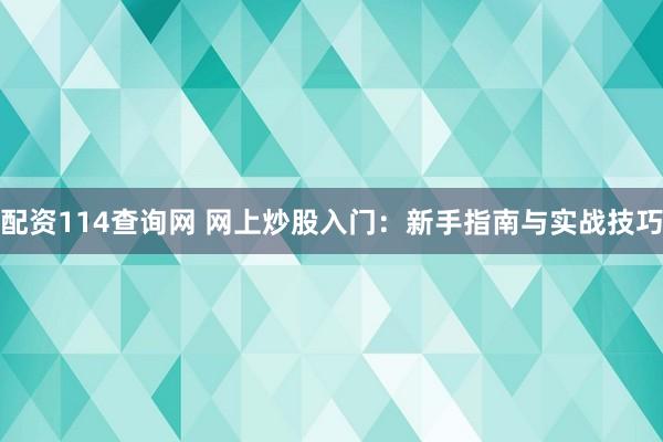 配资114查询网 网上炒股入门：新手指南与实战技巧