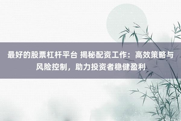 最好的股票杠杆平台 揭秘配资工作：高效策略与风险控制，助力投资者稳健盈利